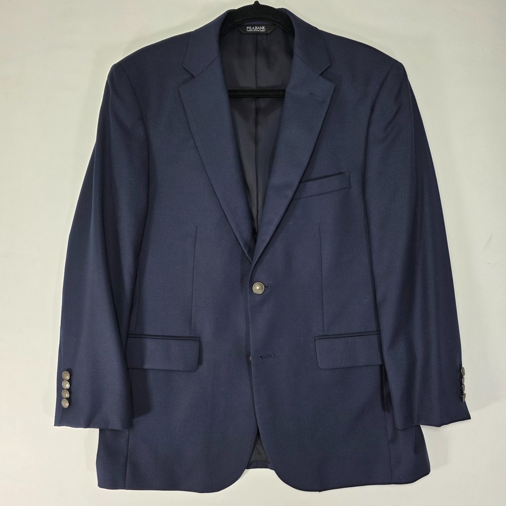 JOS A BANK Traveler Men's Sport Coat Blazer Two Button Deep Navy Wool Size 40R